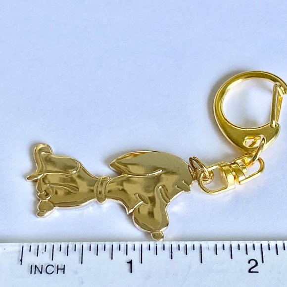 Vintage Snoopy Dog Keychain Keyring Zipper Pull Purse Charm Gold Plated Peanuts - Picture 12 of 12